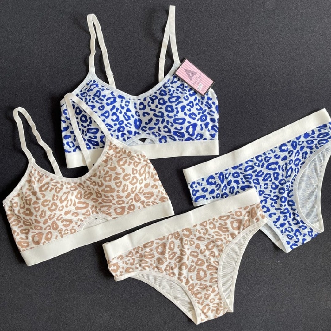 ست نیم تنه شورت راحتی پلنگی رنگی دخترانه