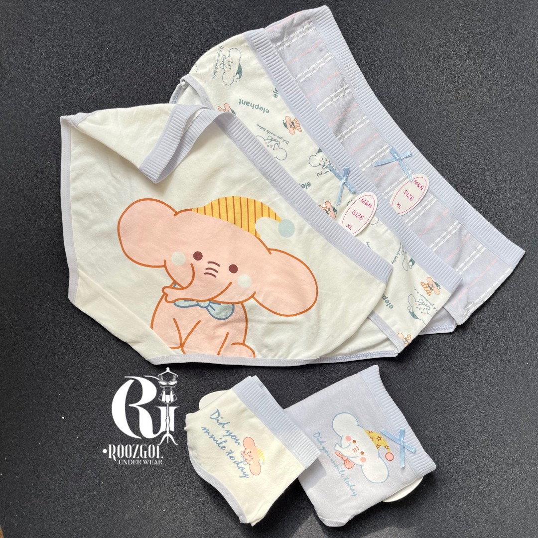 شورت تمام نخ فیلی آبی/ سفید دخترانه