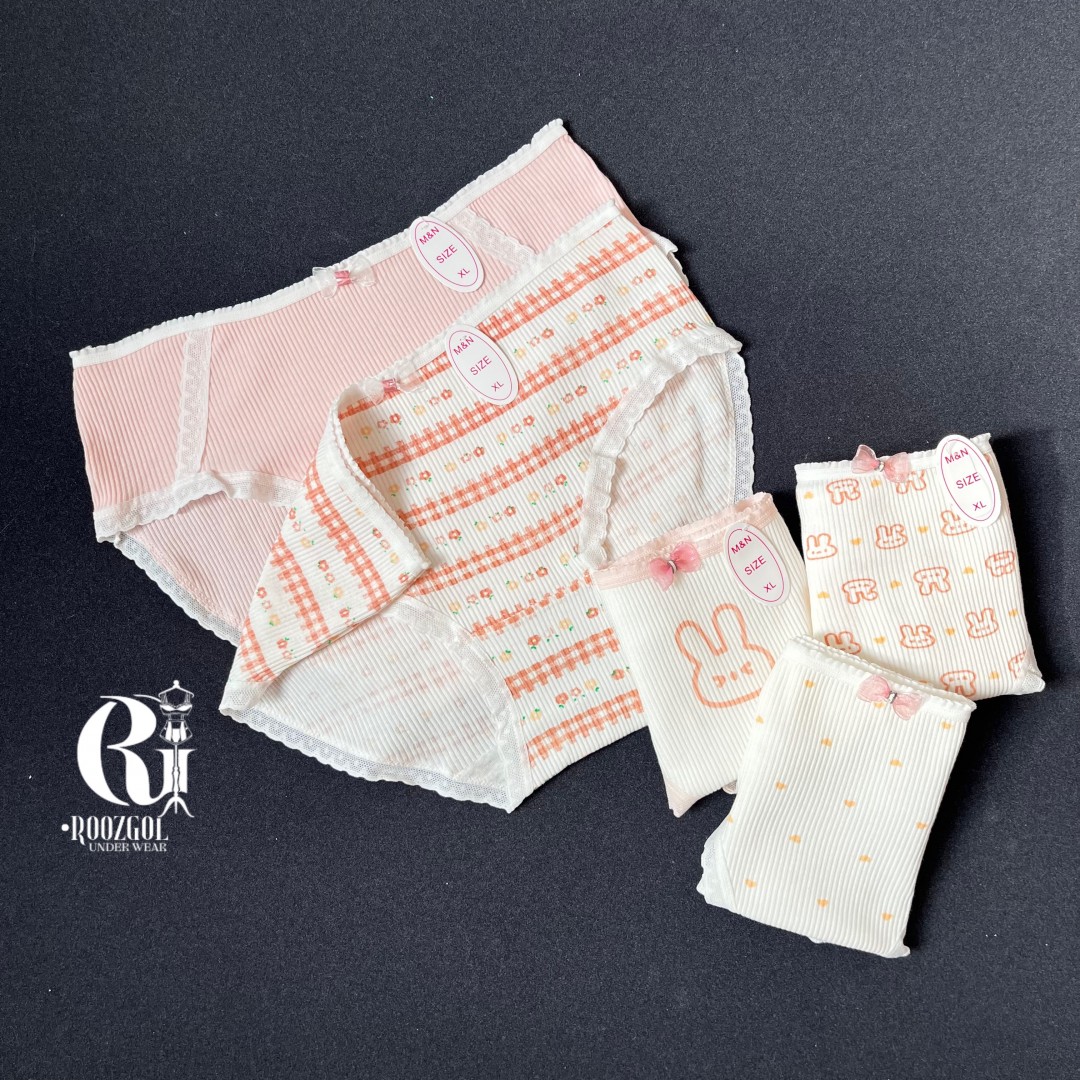 شورت کبریتی خرگوشی سفید/ گلبهی دخترانه