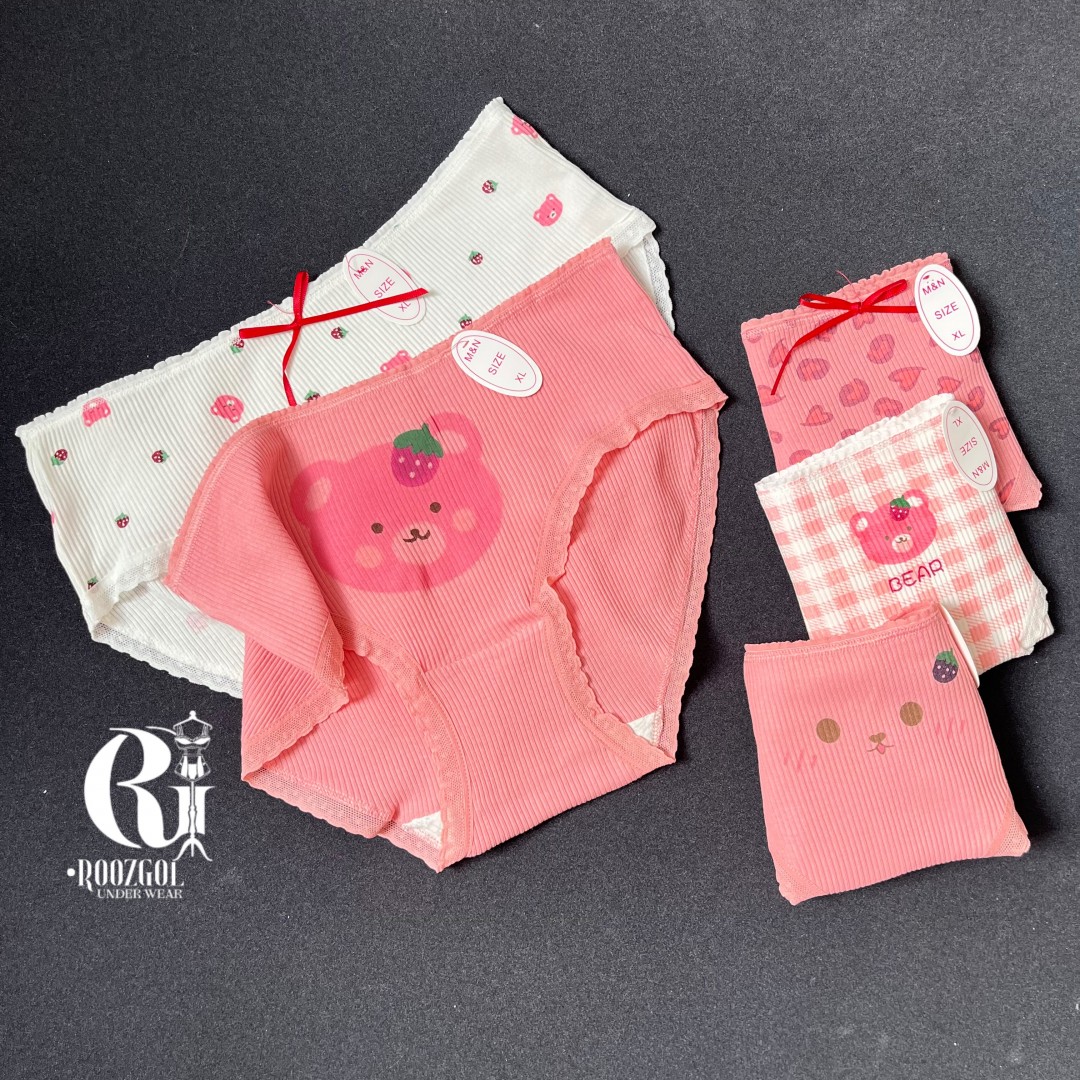 شورت کبریتی خرس صورتی دخترانه